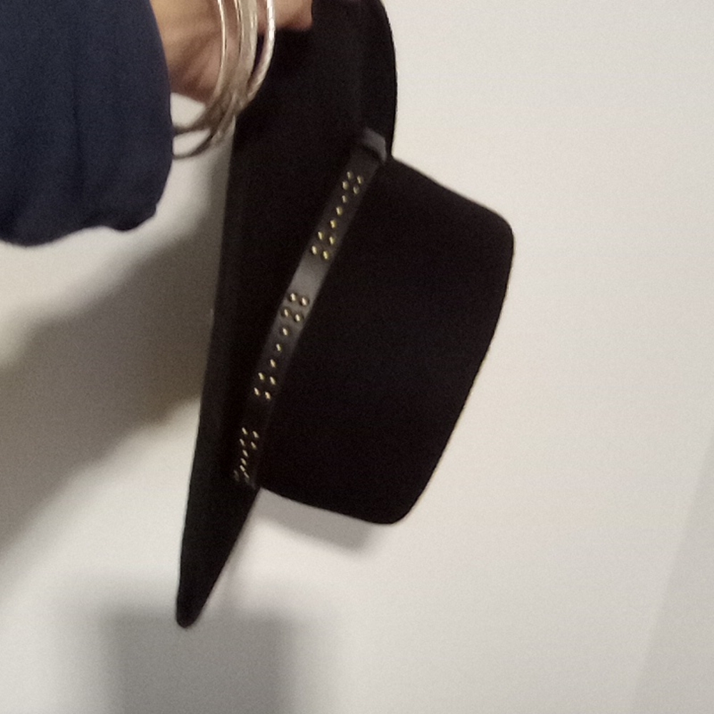 Wide Brim Wool Fedora With Metal Button Band Accent - Picture 2 of 16